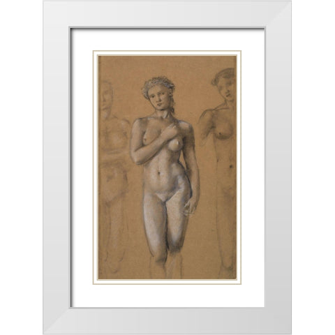 Female Nude White Modern Wood Framed Art Print with Double Matting by Burneâ€“Jones, Edward
