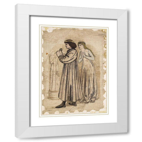 King Renes Honeymoon Sculpture White Modern Wood Framed Art Print with Double Matting by Burneâ€“Jones, Edward
