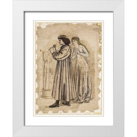 King Renes Honeymoon Sculpture White Modern Wood Framed Art Print with Double Matting by Burneâ€“Jones, Edward