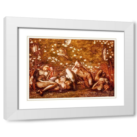 Study for The Sleeping Knights White Modern Wood Framed Art Print with Double Matting by Burneâ€“Jones, Edward