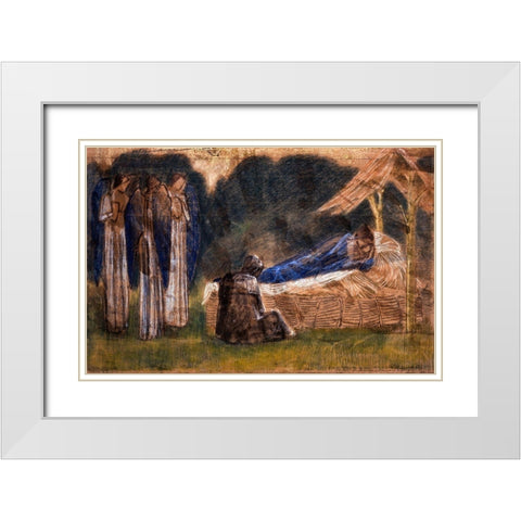 The Nativity White Modern Wood Framed Art Print with Double Matting by Burneâ€“Jones, Edward