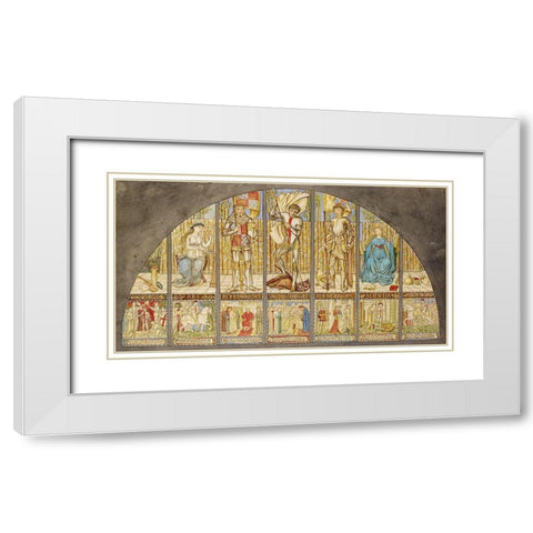 Wars of the Roses-Edward IV-Henry VI-St George with Allegor White Modern Wood Framed Art Print with Double Matting by Burneâ€“Jones, Edward