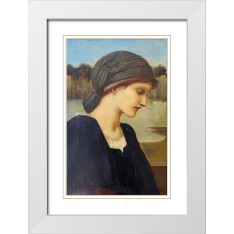 Flamma Vestalis White Modern Wood Framed Art Print with Double Matting by Burneâ€“Jones, Edward