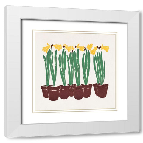 Vintage Flower Illustration White Modern Wood Framed Art Print with Double Matting by Penfield, Edward