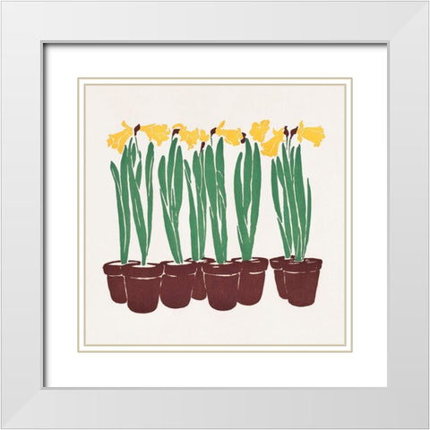 Vintage Flower Illustration White Modern Wood Framed Art Print with Double Matting by Penfield, Edward