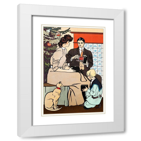 Vintage Christmas Poster White Modern Wood Framed Art Print with Double Matting by Penfield, Edward