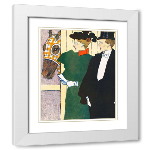 Woman holding a horse racing ticket White Modern Wood Framed Art Print with Double Matting by Penfield, Edward