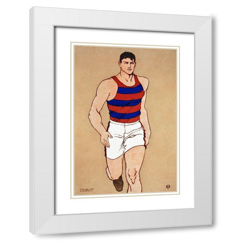 Athlete White Modern Wood Framed Art Print with Double Matting by Penfield, Edward