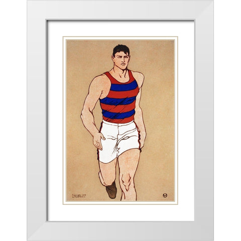 Athlete White Modern Wood Framed Art Print with Double Matting by Penfield, Edward