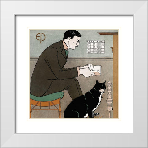 Self Portrait 1898 White Modern Wood Framed Art Print with Double Matting by Penfield, Edward