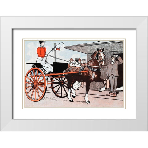 Woman in a Horse Carriage White Modern Wood Framed Art Print with Double Matting by Penfield, Edward