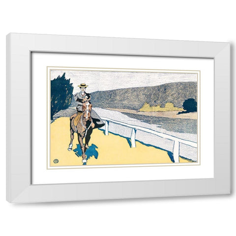 Woman Riding a Horse White Modern Wood Framed Art Print with Double Matting by Penfield, Edward