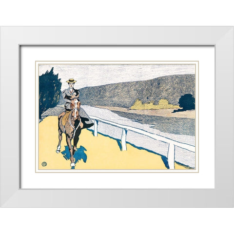 Woman Riding a Horse White Modern Wood Framed Art Print with Double Matting by Penfield, Edward
