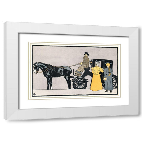 Horse Carriage White Modern Wood Framed Art Print with Double Matting by Penfield, Edward
