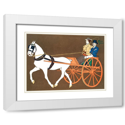 Woman in Carriage White Modern Wood Framed Art Print with Double Matting by Penfield, Edward
