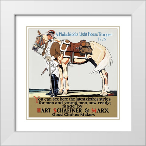 A Philadelphia Light Horse Trooper 1775 White Modern Wood Framed Art Print with Double Matting by Penfield, Edward