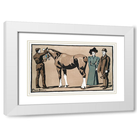 People and horse White Modern Wood Framed Art Print with Double Matting by Penfield, Edward
