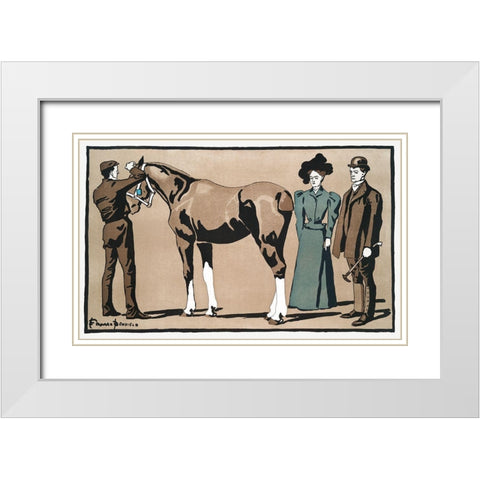 People and horse White Modern Wood Framed Art Print with Double Matting by Penfield, Edward