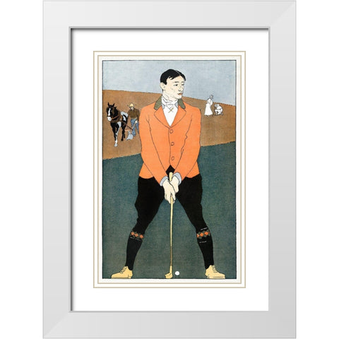 Golf Player 1898 White Modern Wood Framed Art Print with Double Matting by Penfield, Edward