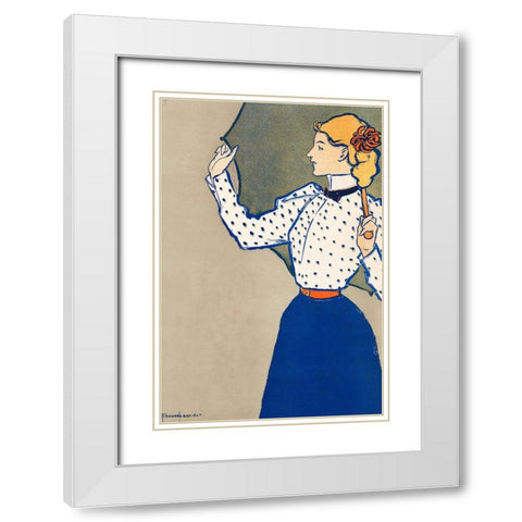 Woman Holding Open Umbrella 1897 White Modern Wood Framed Art Print with Double Matting by Penfield, Edward