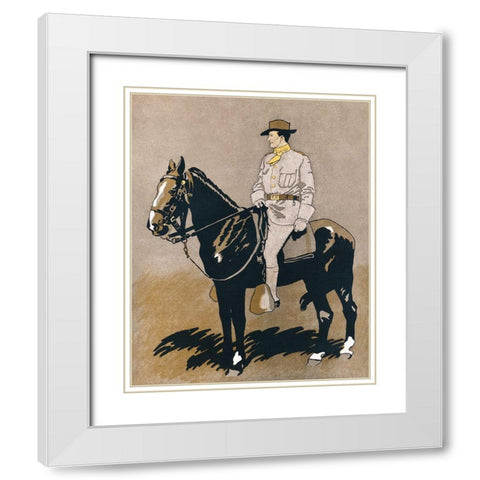 Soldier Riding a Horse White Modern Wood Framed Art Print with Double Matting by Penfield, Edward