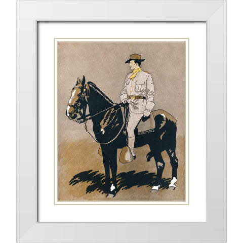 Soldier Riding a Horse White Modern Wood Framed Art Print with Double Matting by Penfield, Edward