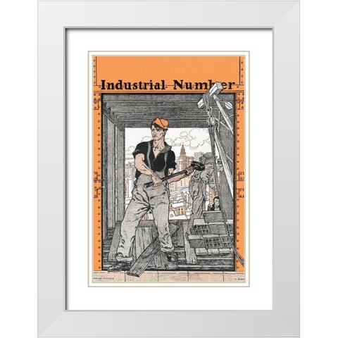 Industrial Number White Modern Wood Framed Art Print with Double Matting by Penfield, Edward