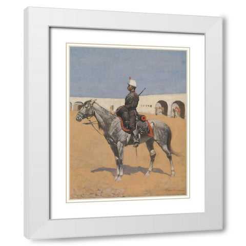 Cavalryman of the Line-Mexico White Modern Wood Framed Art Print with Double Matting by Remington, Frederic