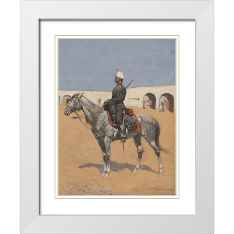 Cavalryman of the Line-Mexico White Modern Wood Framed Art Print with Double Matting by Remington, Frederic