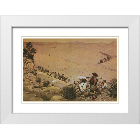The Hold Up White Modern Wood Framed Art Print with Double Matting by Remington, Frederic
