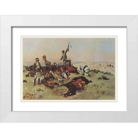 Bested White Modern Wood Framed Art Print with Double Matting by Russell, Charles Marion