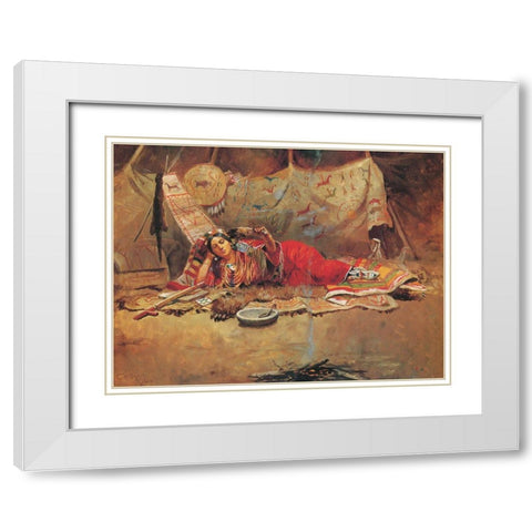 Keeoma White Modern Wood Framed Art Print with Double Matting by Russell, Charles Marion
