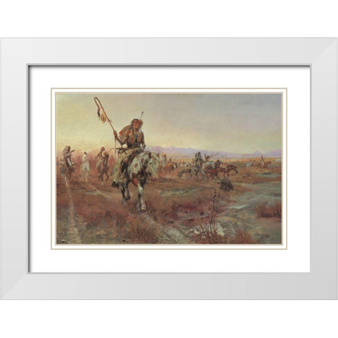 The Medicine Man White Modern Wood Framed Art Print with Double Matting by Russell, Charles Marion