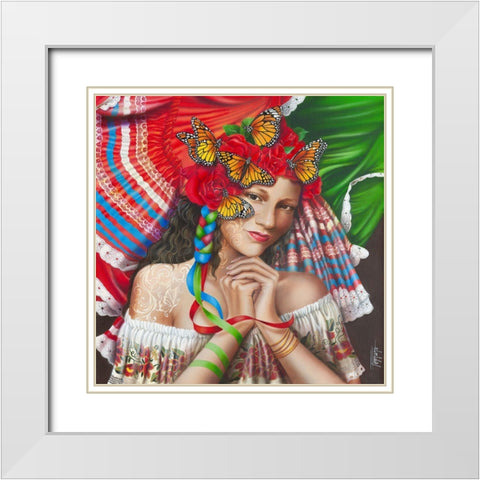Esperanca White Modern Wood Framed Art Print with Double Matting by Ferraro