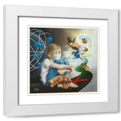 Hope not Fear White Modern Wood Framed Art Print with Double Matting by Ferraro