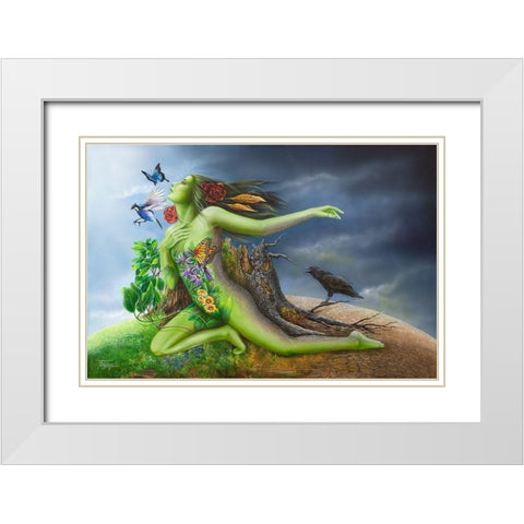 Mother Earth Flight For Restoration White Modern Wood Framed Art Print with Double Matting by Ferraro