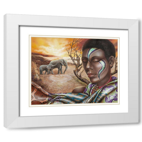 Tears of Africa White Modern Wood Framed Art Print with Double Matting by Ferraro