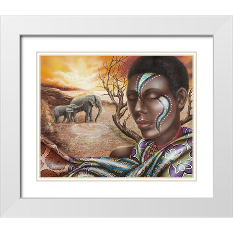 Tears of Africa White Modern Wood Framed Art Print with Double Matting by Ferraro