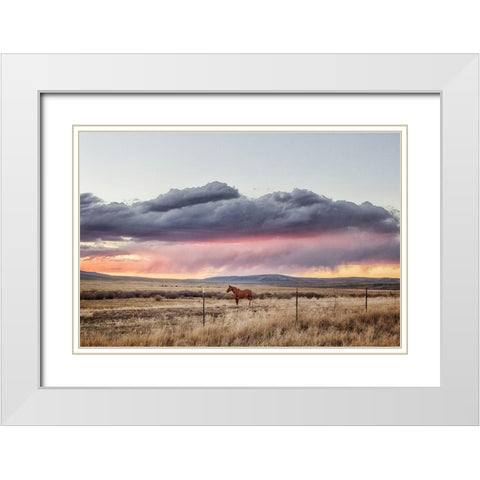 Sunset at Big Creek Cattle Ranch near Riverside in Carbon County-Wyoming White Modern Wood Framed Art Print with Double Matting by Highsmith, Carol