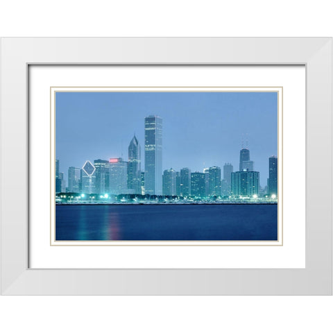 Chicago at dusk White Modern Wood Framed Art Print with Double Matting by Highsmith, Carol