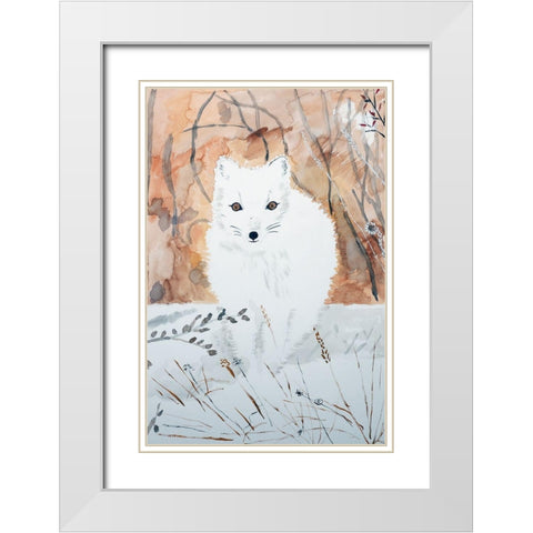 Arctic Fox White Modern Wood Framed Art Print with Double Matting by Derr, Wynn