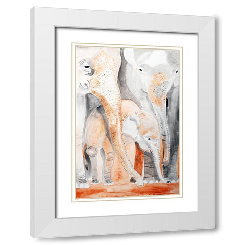 Asian Elephants White Modern Wood Framed Art Print with Double Matting by Derr, Wynn