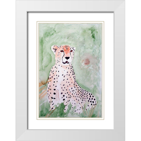 Cheetah White Modern Wood Framed Art Print with Double Matting by Derr, Wynn
