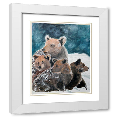 Frosty Bear Family White Modern Wood Framed Art Print with Double Matting by Derr, Wynn