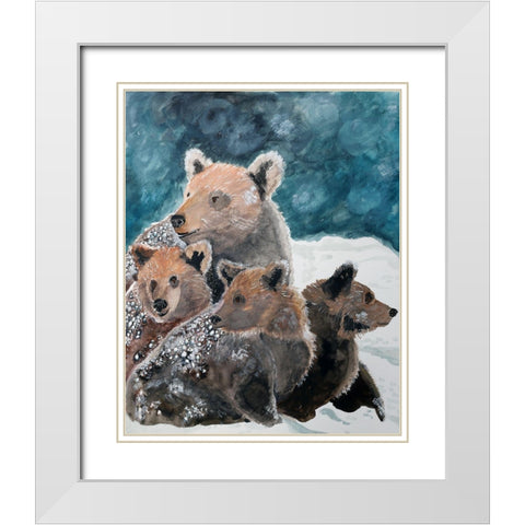 Frosty Bear Family White Modern Wood Framed Art Print with Double Matting by Derr, Wynn