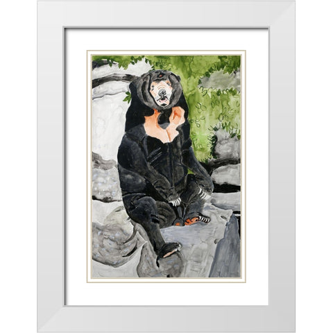 Malayan Sun Bear White Modern Wood Framed Art Print with Double Matting by Derr, Wynn