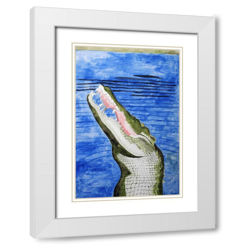 Saltwater Crocodile White Modern Wood Framed Art Print with Double Matting by Derr, Wynn