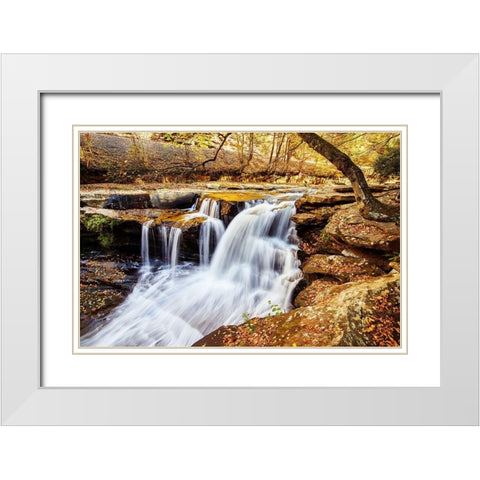 Dunloup Falls Thurmond-Fayette County-West Virginia White Modern Wood Framed Art Print with Double Matting by Highsmith, Carol