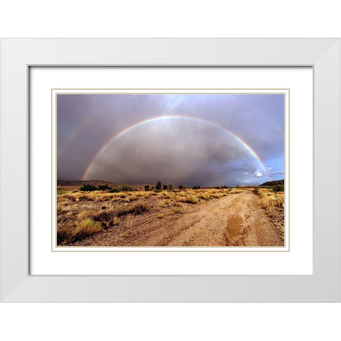 Rainbow across a dirt road Antares in northwestern Arizona White Modern Wood Framed Art Print with Double Matting by Highsmith, Carol