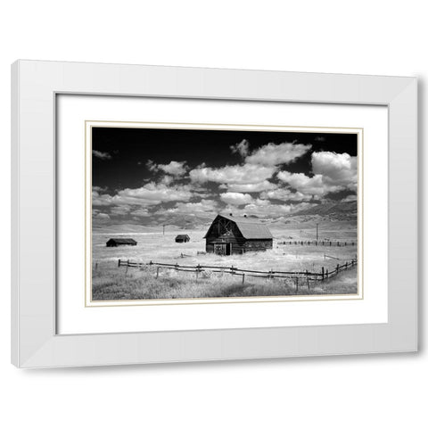 Infrared view of barn in rural Montana-USA White Modern Wood Framed Art Print with Double Matting by Highsmith, Carol
